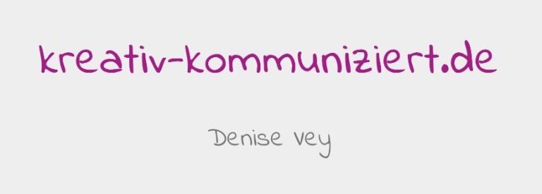 Website-Header mit rosa Schriftzug "kreativ kommuniziert" und grauem Untertitel "Donner Way".